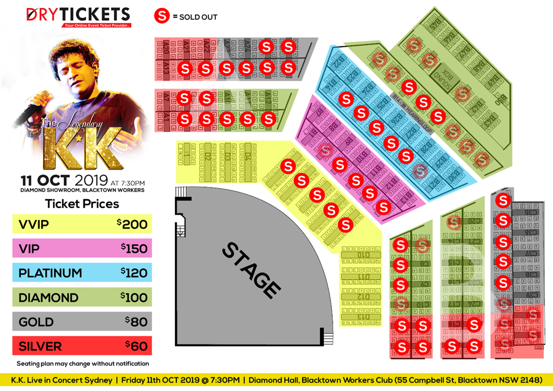 KK Live In Concert Sydney 2019 Seating Map