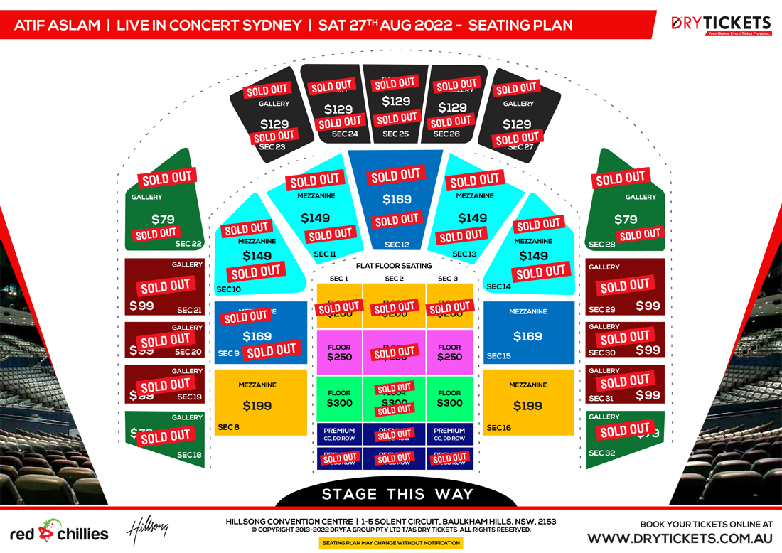 Atif Aslam Live In Concert Sydney Seating Map