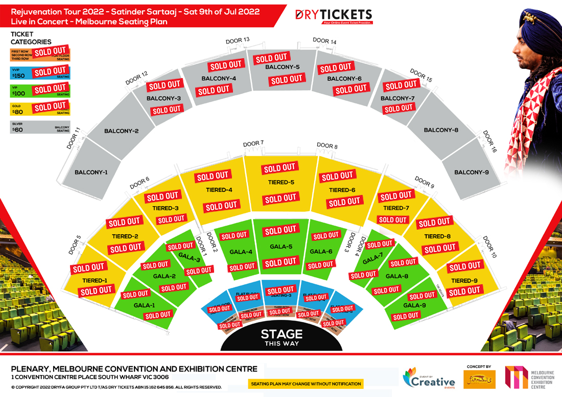 Rejuvenation Tour - Satinder Sartaaj Live In Concert Melbourne 2022 Seating Map