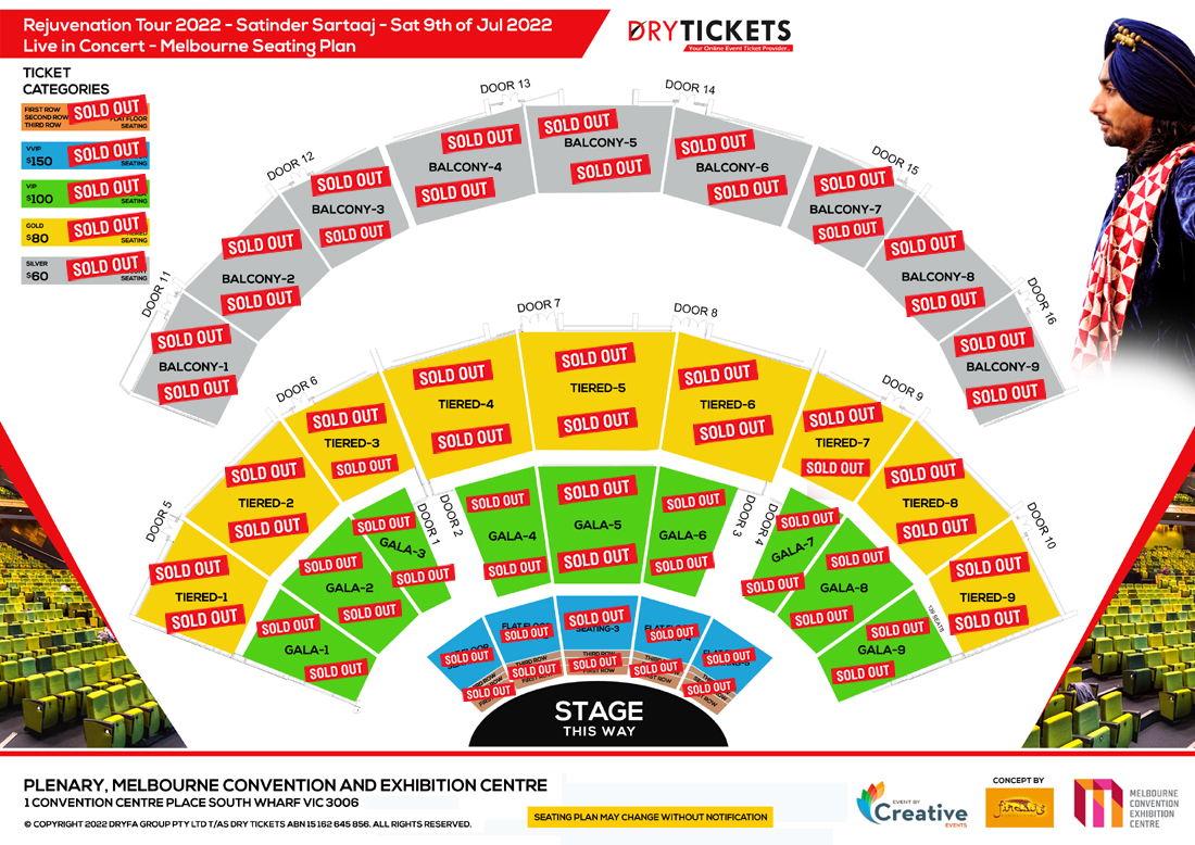 Rejuvenation Tour - Satinder Sartaaj Live In Concert Melbourne 2022 Seating Map
