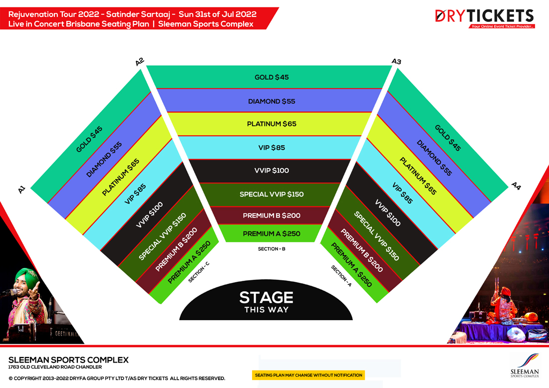 Rejuvenation Tour - Satinder Sartaaj Live In Concert Brisbane 2022 Seating Map