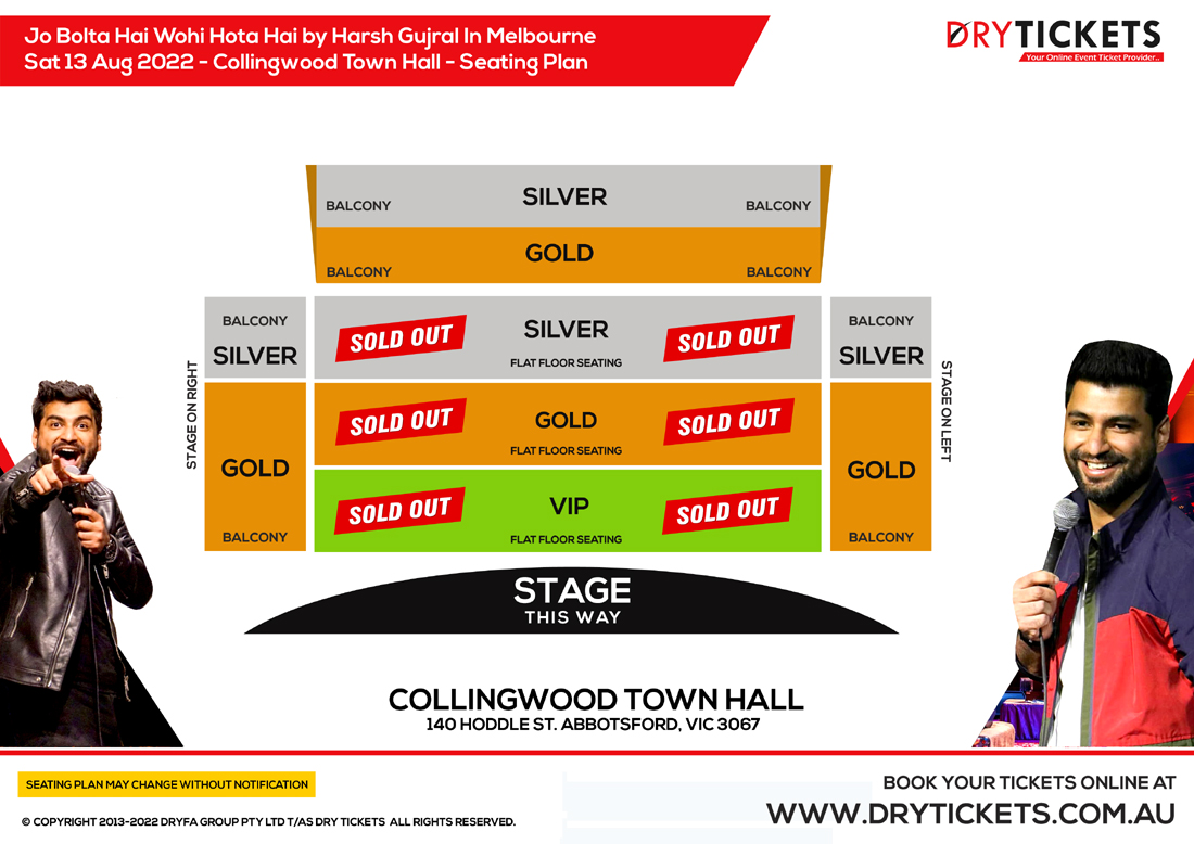 Jo Bolta Hai Wohi Hota Hai by Harsh Gujral In Melbourne Seating Map