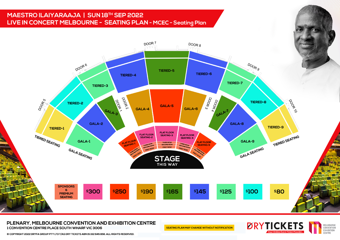 Maestro Ilaiyaraaja Live In Concert Melbourne 2022 Seating Map