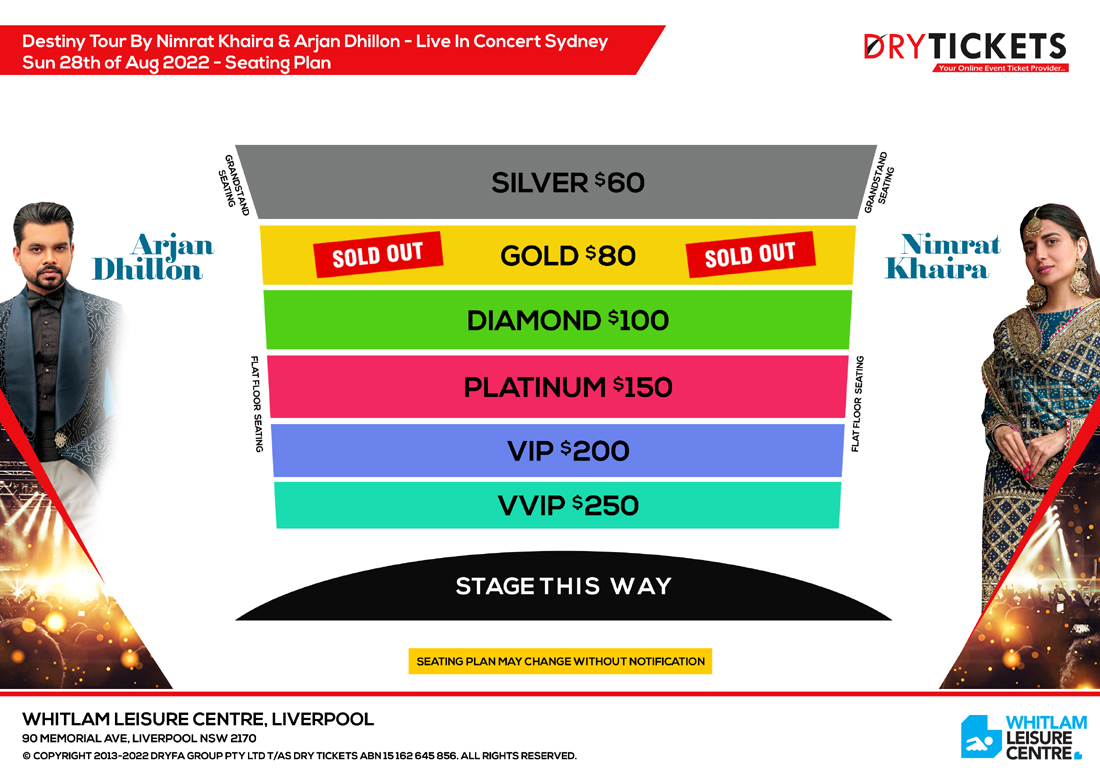 Destiny Tour By Nimrat Khaira & Arjan Dhillon Live In Concert Sydney Seating Map