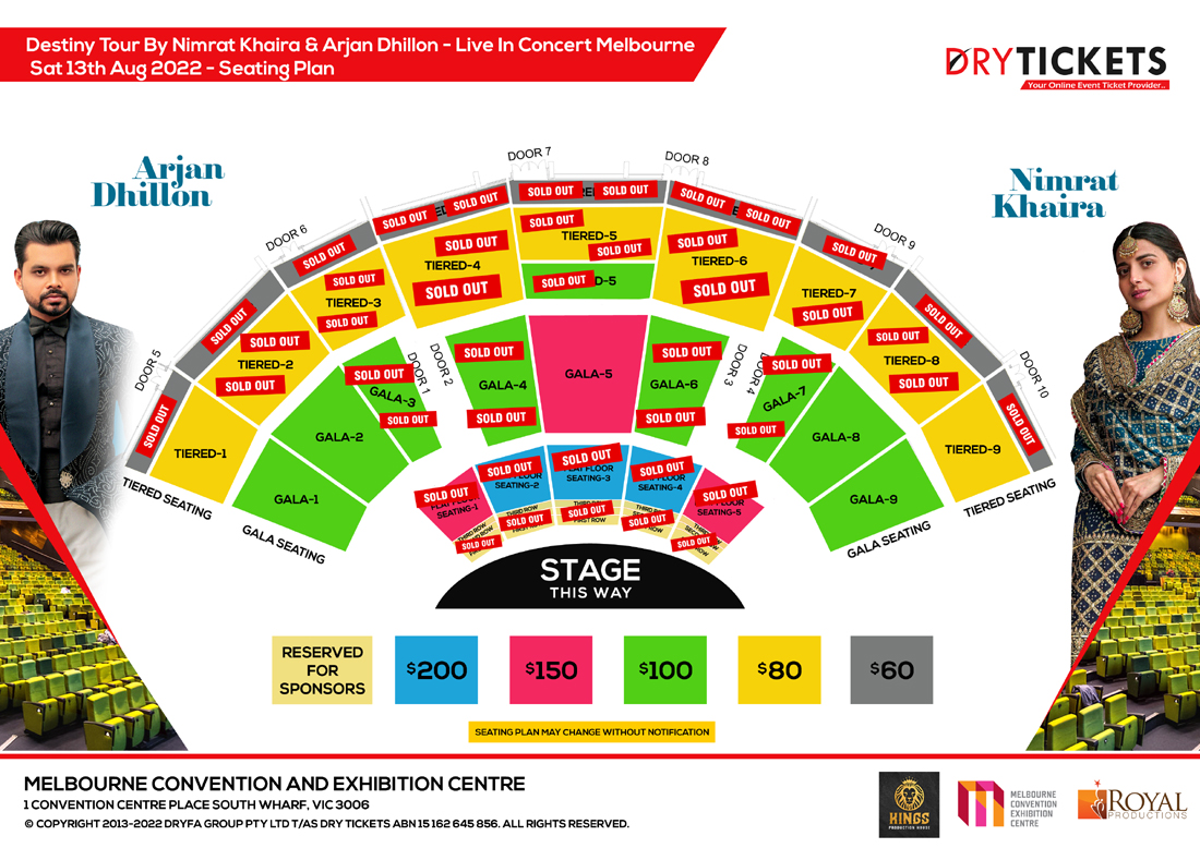 Destiny Tour By Nimrat Khaira & Arjan Dhillon Live In Concert Melbourne Seating Map