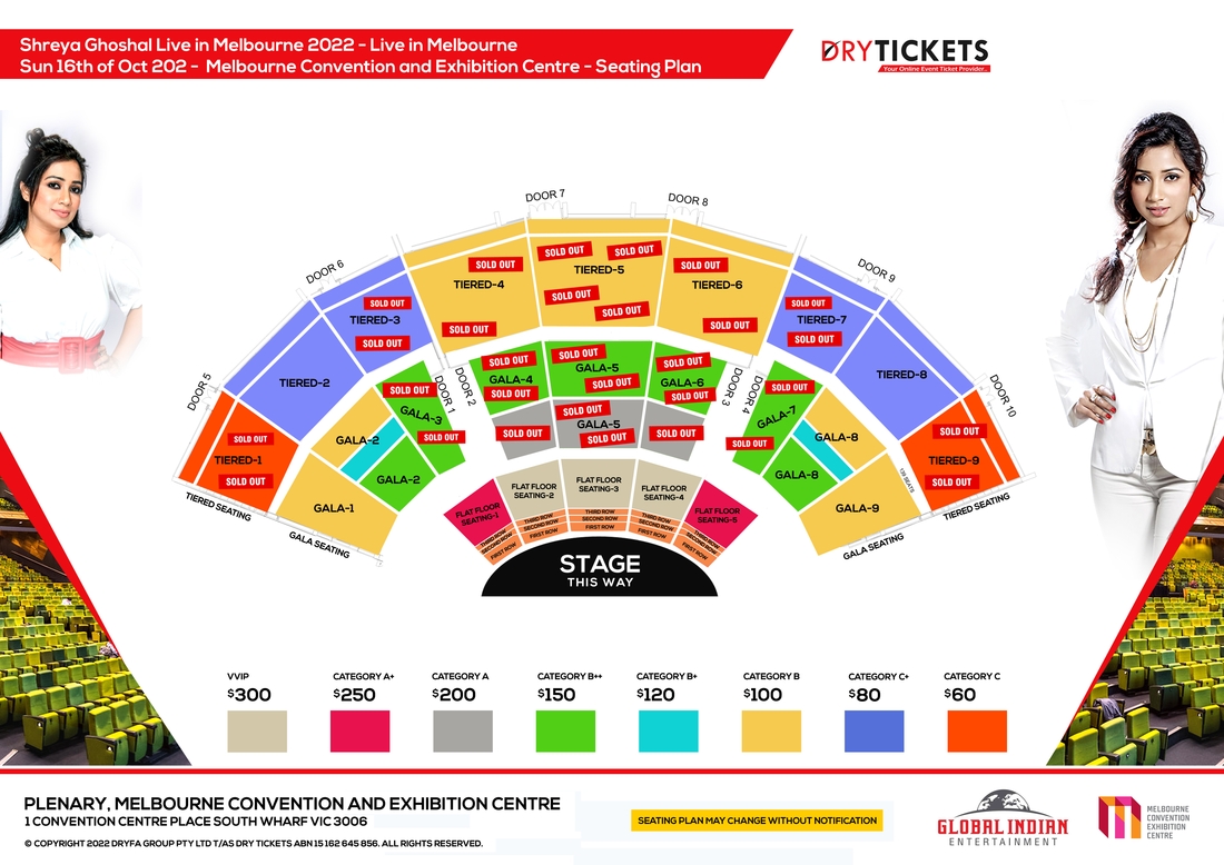 Shreya Ghoshal Live In Concert Melbourne Seating Map