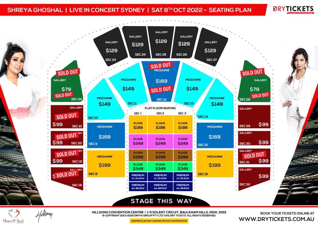 Shreya Ghoshal Live In Concert Sydney Seating Map