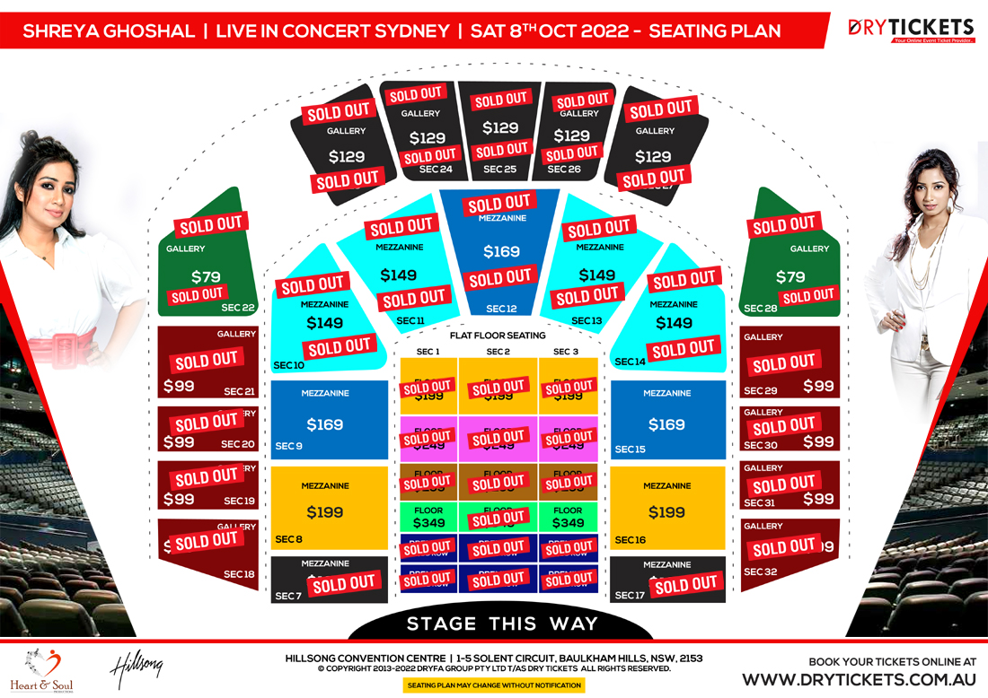 Shreya Ghoshal Live In Concert Sydney Seating Map
