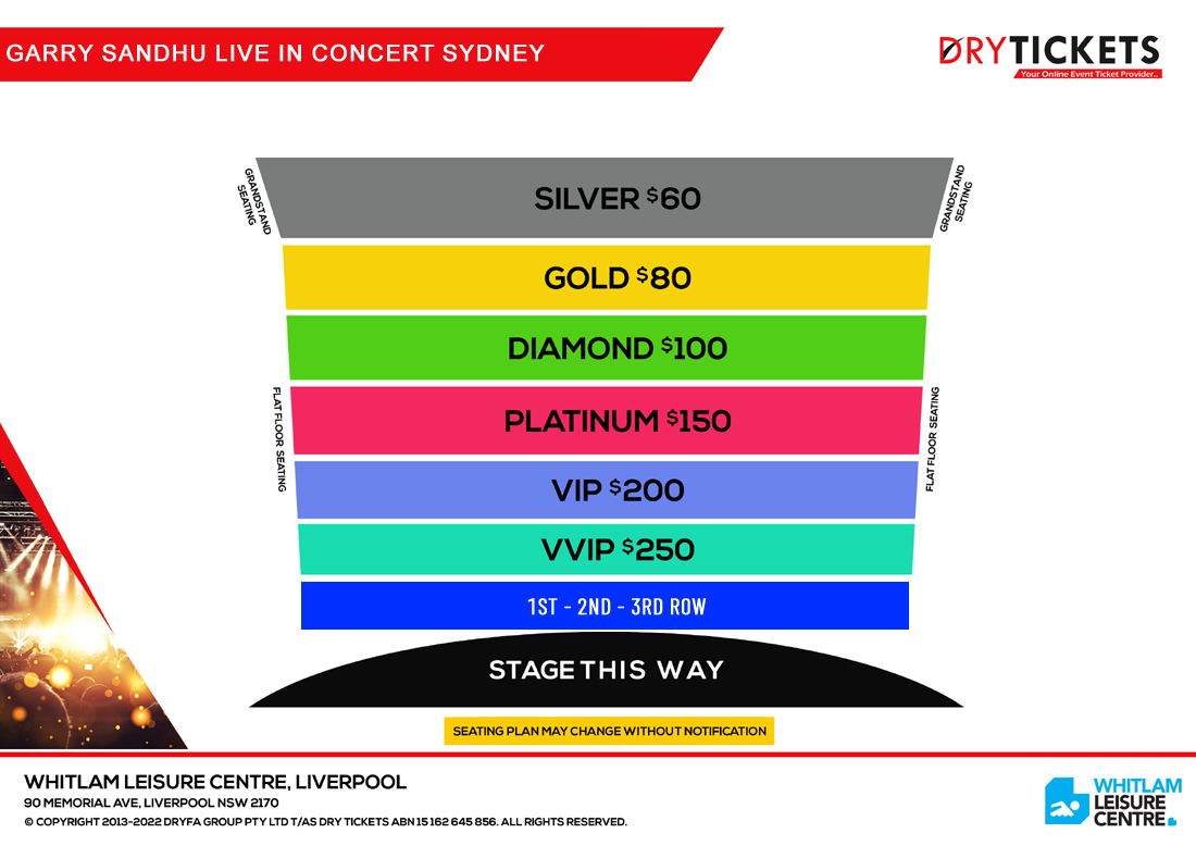 Garry Sandhu Live In Concert Sydney Seating Map