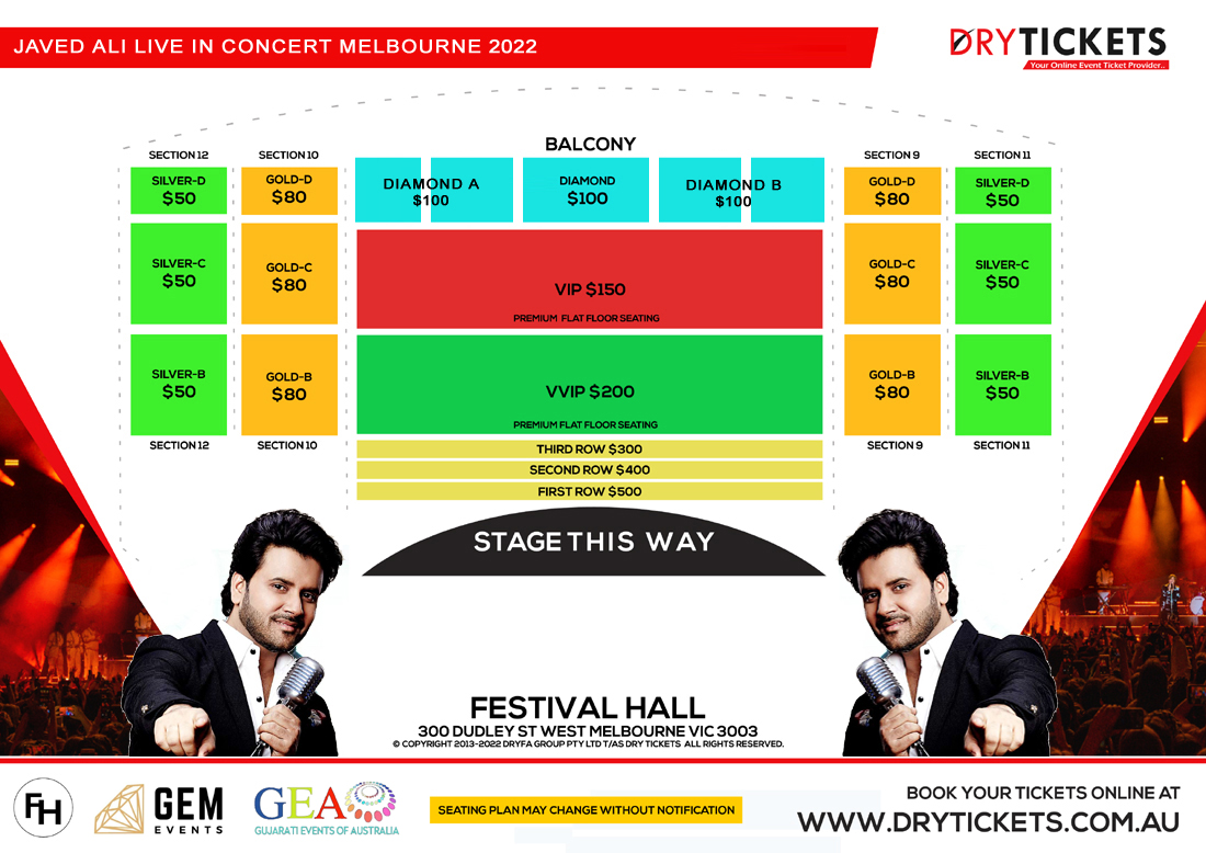 Javed Ali Live In Concert Melbourne 2022 Seating Map