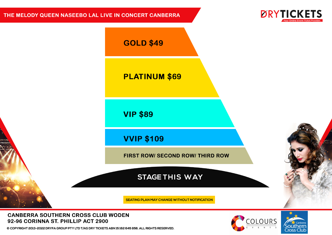 The Melody Queen Naseebo Lal Live In Concert Canberra Seating Map
