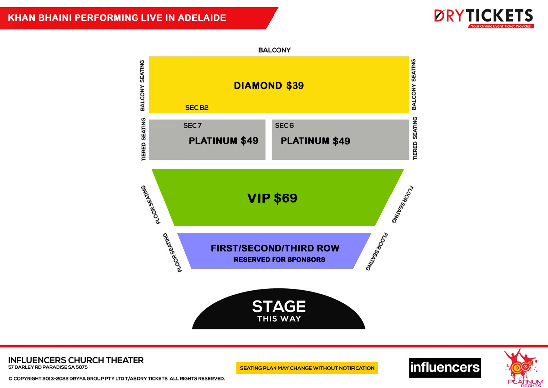 Khan Bhaini Performing Live In Adelaide Seating Map
