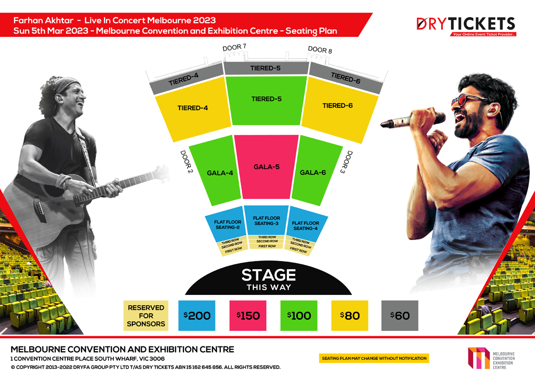 Farhan Akhtar Live In Concert Melbourne Seating Map