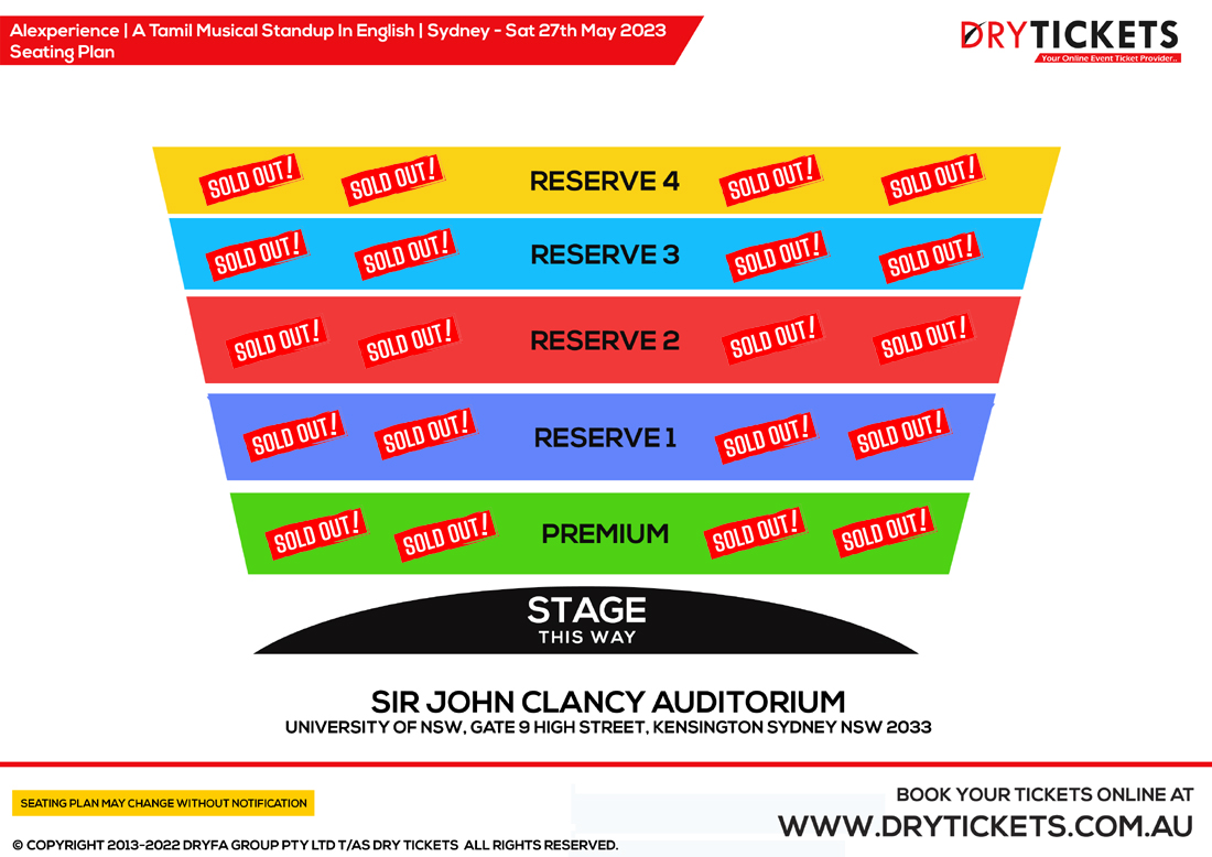 Alexperience | A Tamil Musical Standup In English | Sydney Seating Map