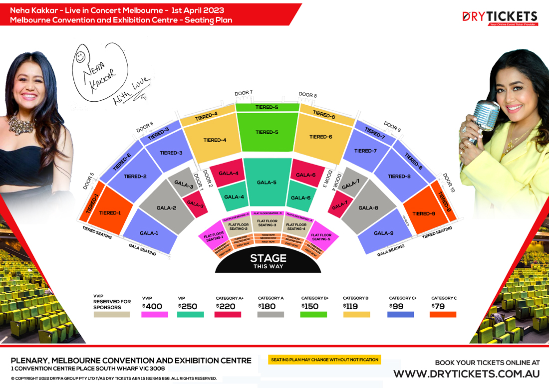 Neha Kakkar Live In Grand Musical Concert Melbourne Seating Map