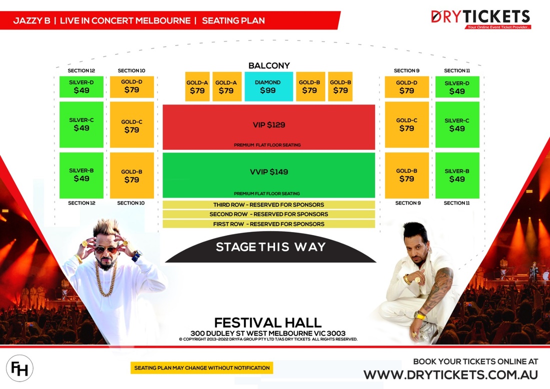 Jazzy B Live In Melbourne - Born Ready Australia Tour OLD Seating Map