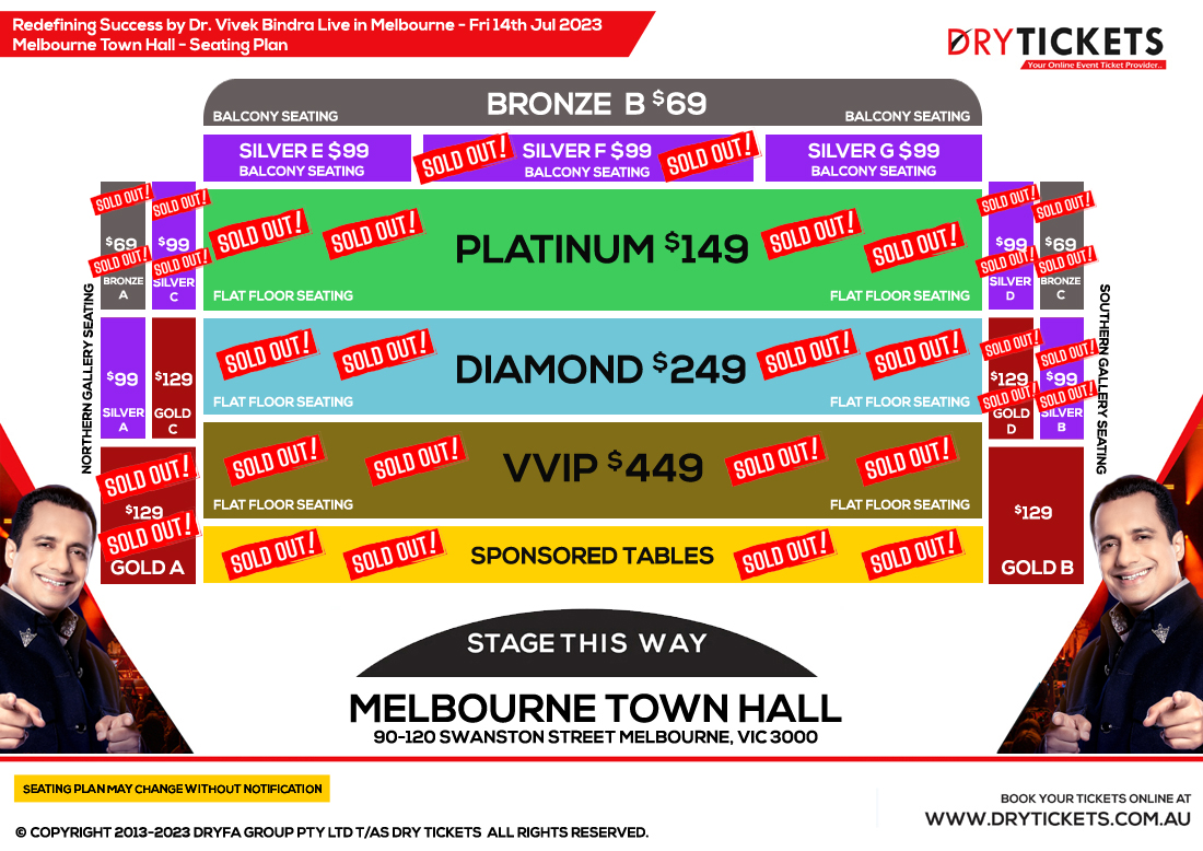 Redefining Success by Dr. Vivek Bindra Live In Melbourne 2023 Seating Map