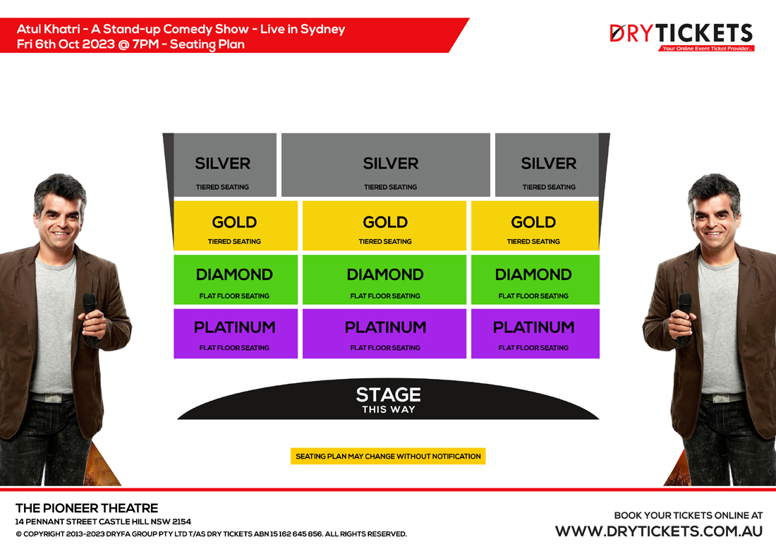 Atul Khatri - A Stand-up Comedy Show - Sydney Seating Map